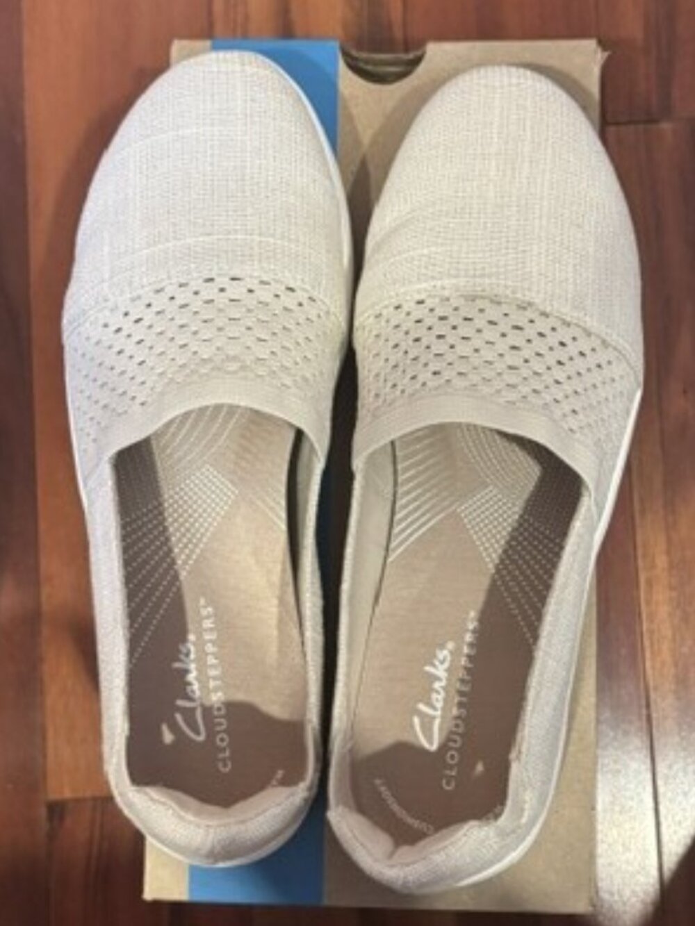 Clarks Cloudsteppers Breeze Vibe Natural Interest Slip Ons 6.5 W NIB
